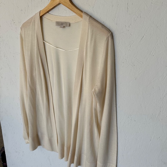 LOFT Beige Wool/Acrylic Large Cardigan - Picture 8 of 14